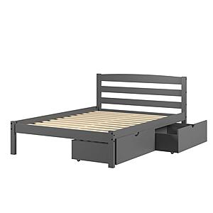 Full Econo Bed With Dual Under Bed Drawers Dark Grey Finish by Donco