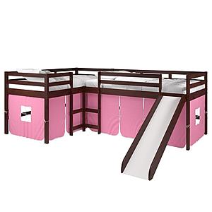 Donco 760 Double Twin L-loft Bed In Dark Cappuccino Finish w/Pink Tent Kit Copy by Donco