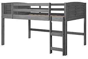 Louver Low Loft Hdbd/Ftbd/Rails Antique Grey by Donco