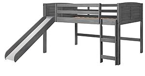 Twin Louver Low Loft w/Slide Antique Grey by Donco