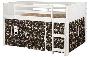 Twin Louver Low Loft White w/Camo Tent by Donco