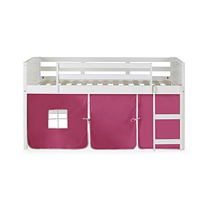 Twin Louver Low Loft White w/Pink Tent by Donco