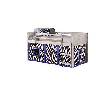 Twin Louver Low Loft White w/Zebra Tent by Donco