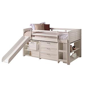 Twin Louver Low Loft w/Slide In White Finish Group A by Donco