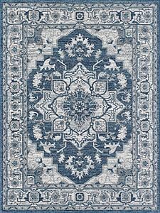 Dahlia Ivory/Blue Medallion Area Rug by KAS Rugs