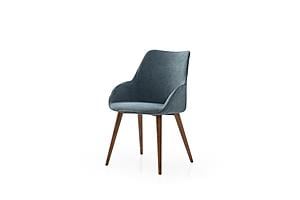 1353 Blue Fabric Dining Chairs w/Walnut Wood Legs (Set of 2) by ESF