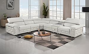 378 Light Gray Leather Sectional Sofa by ESF