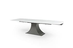 9437 White Ceramic Dining Table w/2 20" Extension by ESF