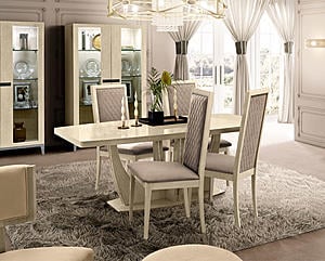Ambra Beige Dining Table w/1 19.6" Extension by ESF
