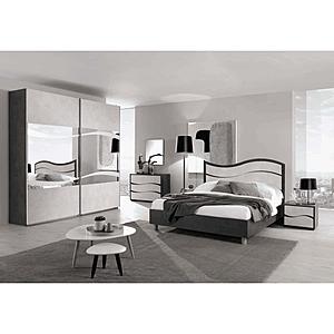 Ischia Black/White Wood Bedroom Set by ESF