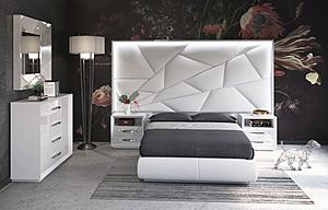 Majesty White Bedroom Set w/Light and Carmen Cases by ESF