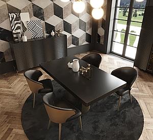 Wave Dark Gray Dining Table w/Two 16" Extensions by ESF