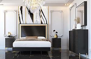 Wave Dark Gray Bedroom Set by ESF