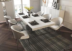 Wave White Dining Table w/Two 16" Extensions by ESF