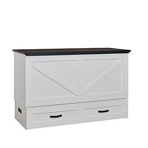 Elite Series Barn Cabinet Bed White with Black Top by CabinetBed