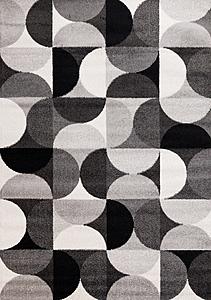 Eclipse Grey Black White Mid-Century Modern Design Rug by Kalora