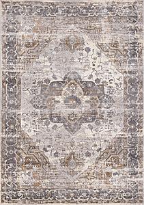 Emory Taupe White Brown Elegant Medallion Rug by Kalora