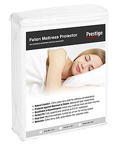 Futon Mattress Protector - Zippered Style - Cotton Terry Bed Encasement by Prestige