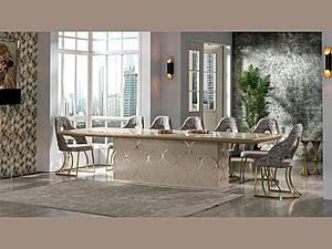 Napoli 102" Dining Room Table, Cream by Furnia Furniture