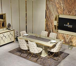 Napoli 79" Dining Room Table, Cream by Furnia Furniture