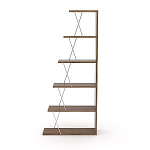 Tars Mini Bookcase, Walnut/Chrome by Furnia Furniture