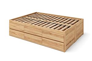 Captains Bed with Double Layer Drawers - Queen Size - Eco-Friendly Solid Beech Wood by Comfort Pure