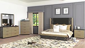 Allure PG15 Black & Gold Wood Bedroom Set by Galaxy Furniture