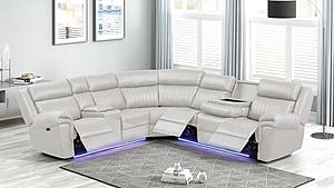 Aviator Ice Faux Leather Sectional Sofa w/LED by Galaxy Furniture