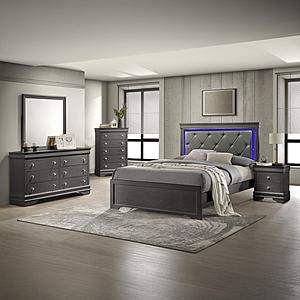 Blaze Gray Wood Upholstered Bedroom Set by Galaxy Furniture