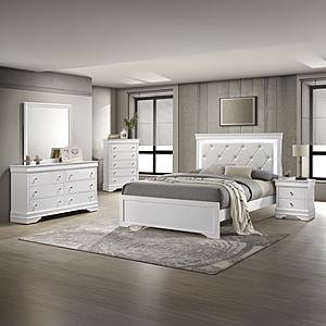 Blaze White Wood Upholstered Bedroom Set by Galaxy Furniture