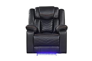 Challenger Black Faux Leather Reclining Chair by Galaxy Furniture