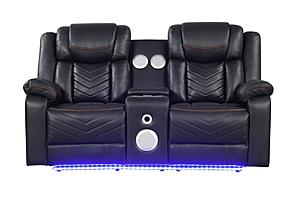 Challenger Black Faux Leather Reclining Loveseat by Galaxy Furniture