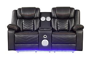 Challenger Gray Faux Leather Reclining Loveseat by Galaxy Furniture