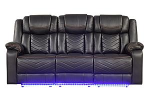 Challenger Gray Faux Leather Reclining Sofa by Galaxy Furniture