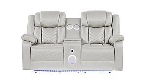 Challenger Ice Faux Leather Reclining Loveseat by Galaxy Furniture