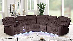 Challenger Brown Sectional Sofa w/LED by Galaxy Furniture