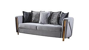 Chanelle Gray Thick Velvet Fabric Upholstered Sofa by Galaxy Furniture