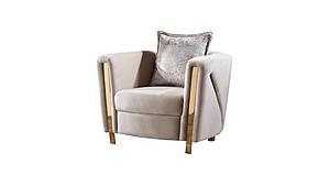 Chanelle Beige Thick Velvet Fabric Upholstered Chair by Galaxy Furniture