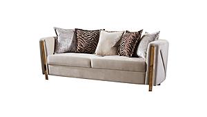 Chanelle Beige Thick Velvet Fabric Upholstered Sofa by Galaxy Furniture
