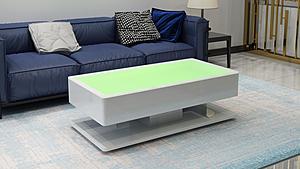 Emma White Coffee Table w/LED by Galaxy Furniture