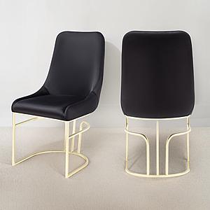 Emrald Velvet Fabric Dining Chairs w/Gold Legs (Set of 2) by Galaxy Furniture