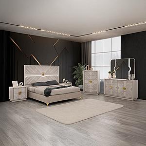Eternity Beige Wood Bedroom Set by Galaxy Furniture