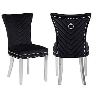 Eva Velvet Fabric Dining Chairs w/Stainless Steel Legs (Set of 2) by Galaxy Furniture