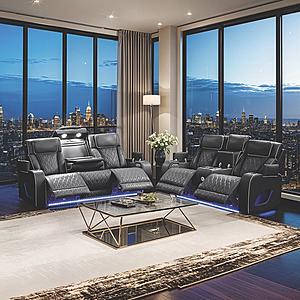 Fortuner Black Faux Leather Reclining Sofa & Loveseat by Galaxy Furniture