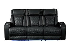 Fortuner Black Faux Leather Reclining Sofa w/LED by Galaxy Furniture