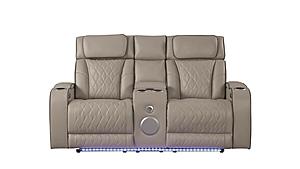 Fortuner Gray Faux Leather Reclining Loveseat w/LED by Galaxy Furniture