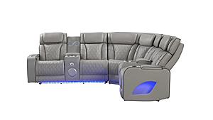 Fortuner Gray Faux Leather Power Recliner Sectional Sofa by Galaxy Furniture