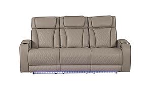 Fortuner Gray Faux Leather Reclining Sofa w/LED by Galaxy Furniture