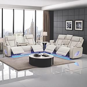 Fortuner Ice Faux Leather Reclining Sofa & Loveseat by Galaxy Furniture