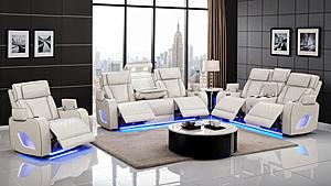 Fortuner Ice Faux Leather Reclining Sofa, Loveseat & Chair by Galaxy Furniture